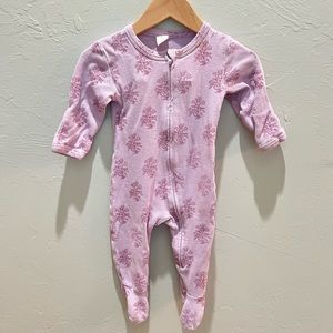 Kate Quinn 3-6mo Purple Floral Ribbed Organic Cotton Sleeper